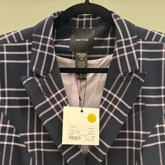 Smythe One Button Blazer - Navy and Lilac - Picture 2 of 5